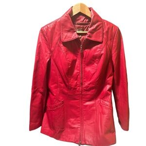 Danier Vintage Women's Red Zipper Collar Jacket Size Small